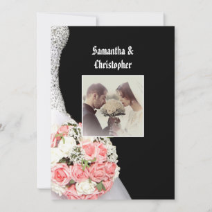Invitación Floral blanca y negra