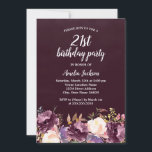 Invitación Floral Bloom Purple 21st Birthday Fiesta<br><div class="desc">Más invitaciones de cumpleaños florales en la Pequeña Tienda Bayleigh!</div>