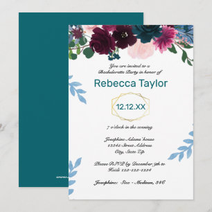 Invitación Floral Blooms Verde Acuático Vertical - Despedida