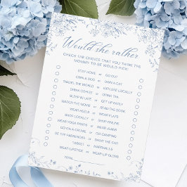 Invitación Floral Blue Baby Shower ¿Prefiere Tarjeta?