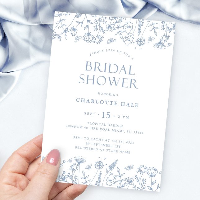 Invitación Floral Blue Botanical Bridal Shower (Subido por el creador)