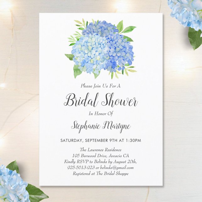 Invitación Floral Blue Hydrangea Bouquet Briquet Shower (Subido por el creador)
