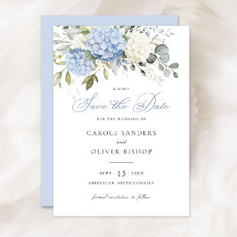 Invitación Floral Blue Hydrangea Greenery Boda Save Date