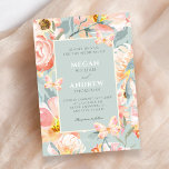 Invitación Floral Blue pink pastel wedding<br><div class="desc">Floral Blue pink pastel</div>