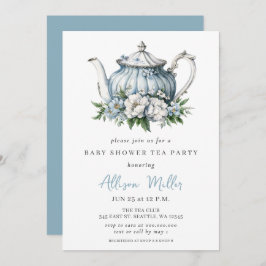 Invitación Floral Blue Tea Fiesta Boy Baby Shower