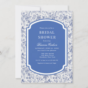 Invitación Floral Blue White Chinoiserie Floral Bridal Shower