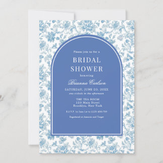 Invitación Floral Blue White Chinoiserie Floral Bridal Shower