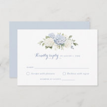 Floral Blue White Hydrangea Wedding RSVP