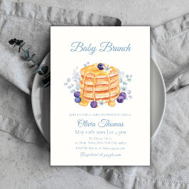 Invitación Floral Blueberry Pancake Baby Brunch Baby Shower