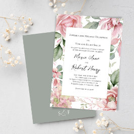 Invitación Floral Boda de color de agua rosa Rubor