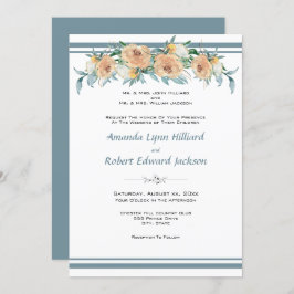 Invitación Floral Boda de verano azul verde