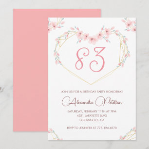 Invitación floral boho acuarela rosa cumpleaños 83