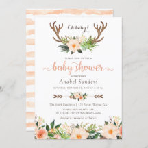 Floral Boho Antler Cactus Suculents Baby Shower