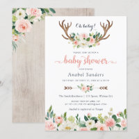 Floral Boho Antler Rubor Moda Flechas Baby Shower