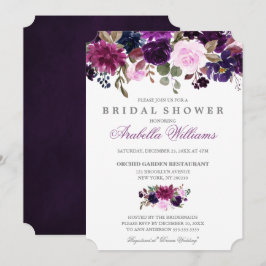 Invitación Floral Boho Bridal Lavender Purple