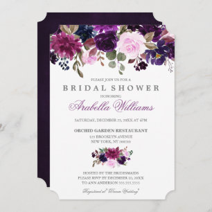 Invitación Floral Boho Bridal Lavender Purple