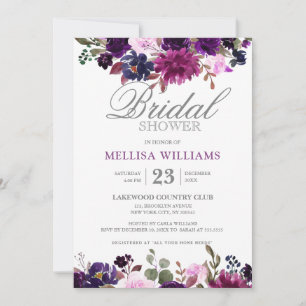 Invitación Floral Boho Bridal Lavender Purple