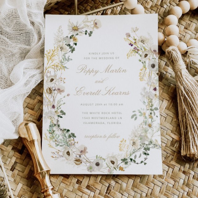 Invitación floral boho de boda silvestre de color  (Subido por el creador)