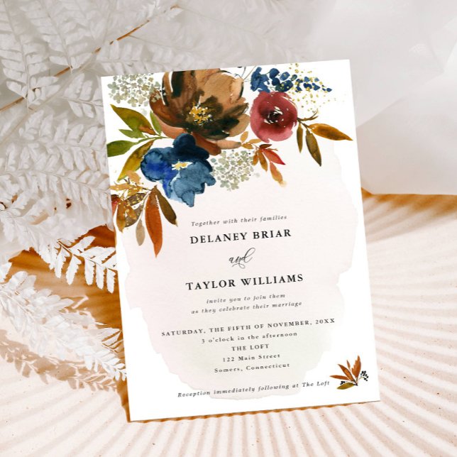 Invitación Floral Boho de la Marina y el Arroz, Boda (Subido por el creador)