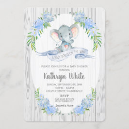 Invitación Floral Boho Elephant Baby Shower Invitation Boy