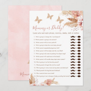 Invitación Floral Boho Mami o Daddy Baby Shower Game Card