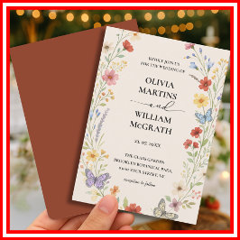 Invitación Floral Boho Naranja Terracotta Boda