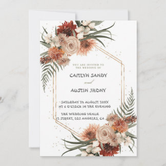 Invitación  Floral Boho Neutral Simple Moderno 