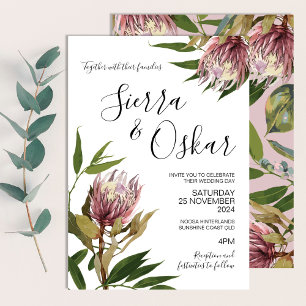 Invitación Floral Boho Protea Boda de Flores Nativas
