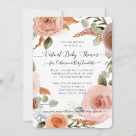 Invitación Floral Boho Rubor Earth Tone Baby Virtual Shower