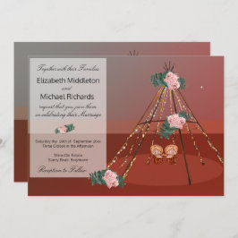 Invitación Floral Boho Rustic Desert Teepee / Boda Tipi