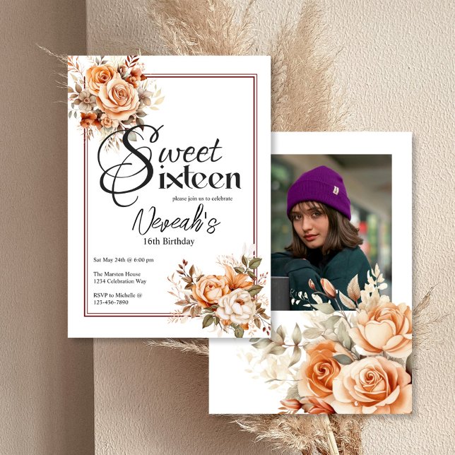 Invitación Floral Boho Sweet 16 Fiesta de cumpleaños (Subido por el creador)