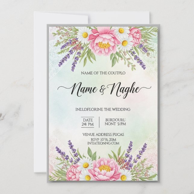 Invitación Floral Boho Wedding Invitation (Anverso)