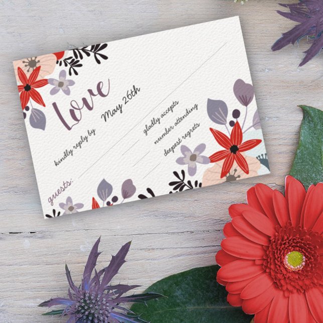Invitación floral BohoRed Lavender Rosa Lilac RSVP (Subido por el creador)
