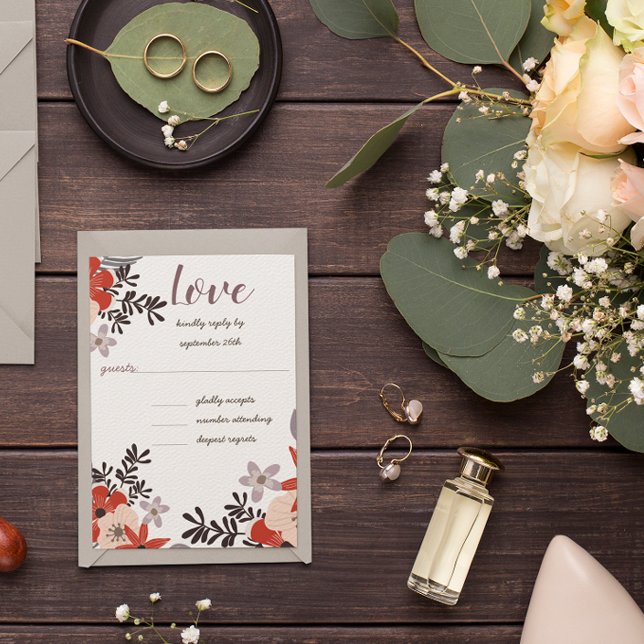 Invitación floral BohoRed Lavender Rosa Lilac RSVP (Subido por el creador)