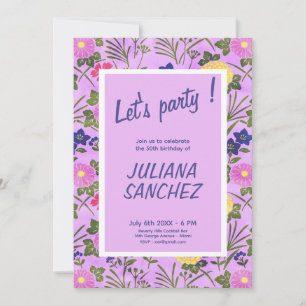 Invitación Floral bonito elegante lujoso púrpura moderno romá