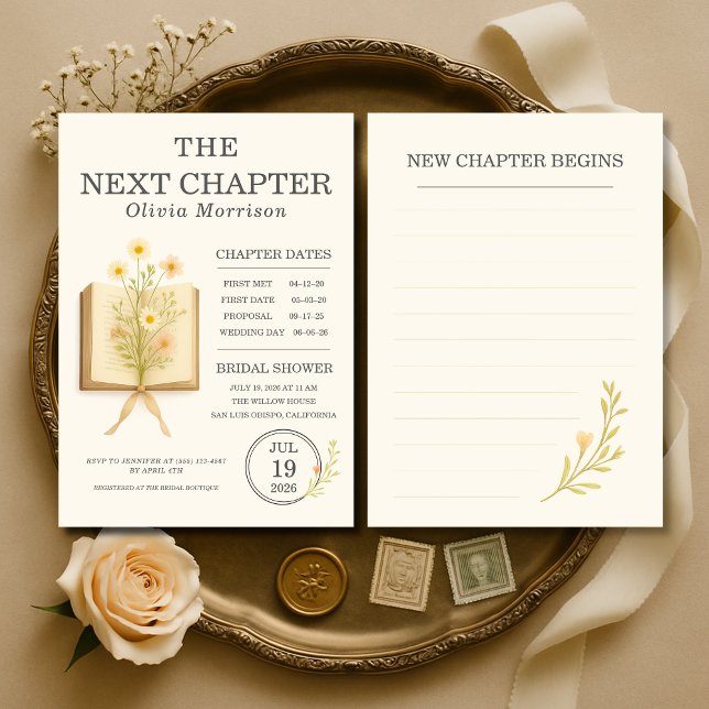 Invitación Floral Books Next Chapter Begins Bridal Shower (Subido por el creador)