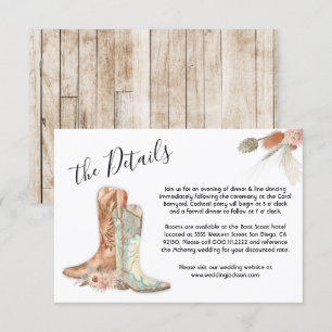 Invitación Floral Boots Cowboy Western Menu Choice RSVP Card
