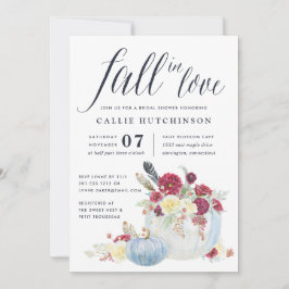 Invitación Floral borgoña y ducha de novia de calabaza otoñal