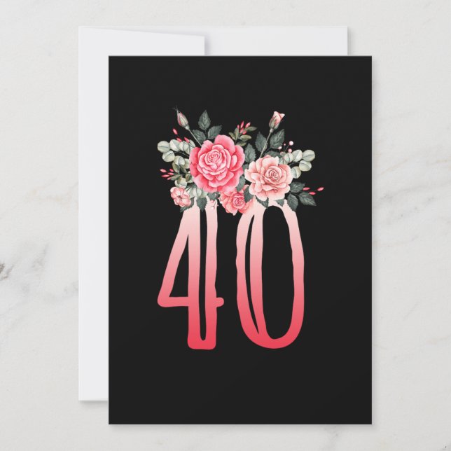 Invitación Floral Born In 1980 Women 40th Birthday Girl Celeb (Anverso)