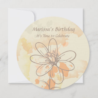 Invitación Floral bosquejada en acuarela Splats Cumpleaños