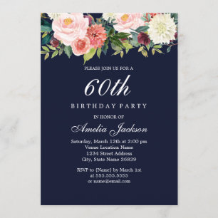 Invitación Floral Botánica 60º cumpleaños