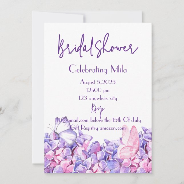 invitación floral botánica a la ducha de novia (Anverso)