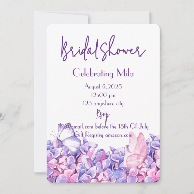invitación floral botánica a la ducha de novia (Anverso)