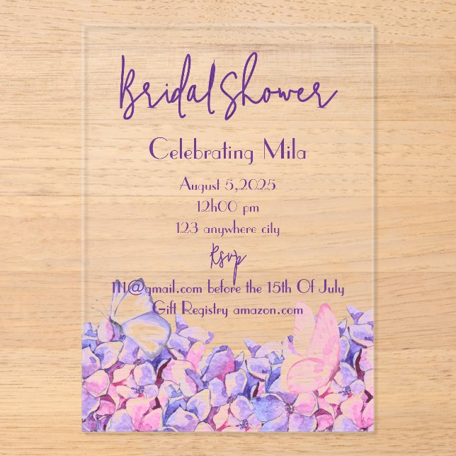 invitación floral botánica a la ducha de novia (Anverso)