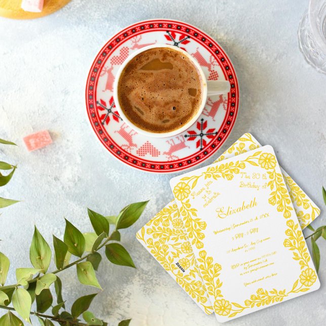 Invitación Floral botánica blanca y dorada 30 cumpleaños (Subido por el creador)