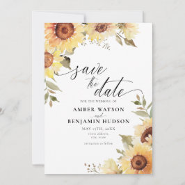 Invitación Floral Botánica Rústica De Sunflowers Guardar La F