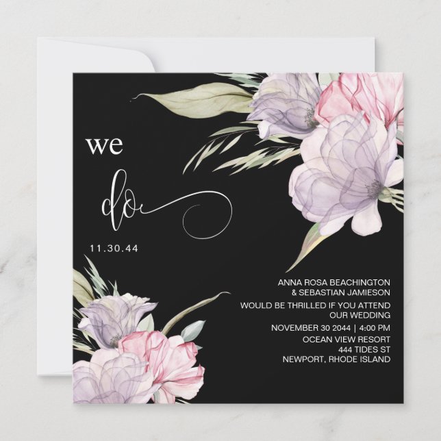 Invitación *~* Floral Bouquet AR15 RSVP RUBOR QR BODA (Anverso)