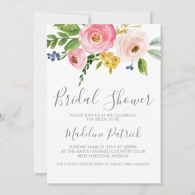 Invitación Floral Bouquet Bridal Shower (Anverso)