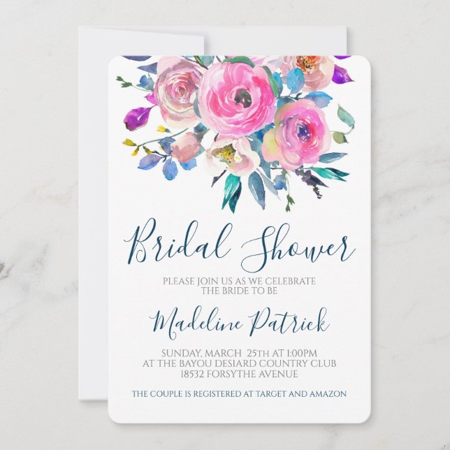 Invitación Floral Bouquet Bridal Shower (Anverso)