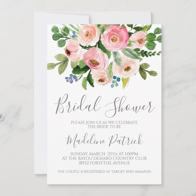 Invitación Floral Bouquet Bridal Shower (Anverso)